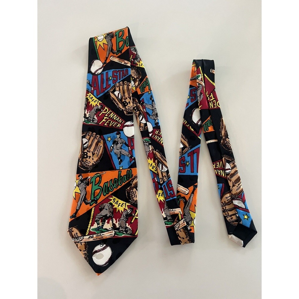 Vintage Baseball Pennant Necktie Silk‎ Tie Addiction 1992
